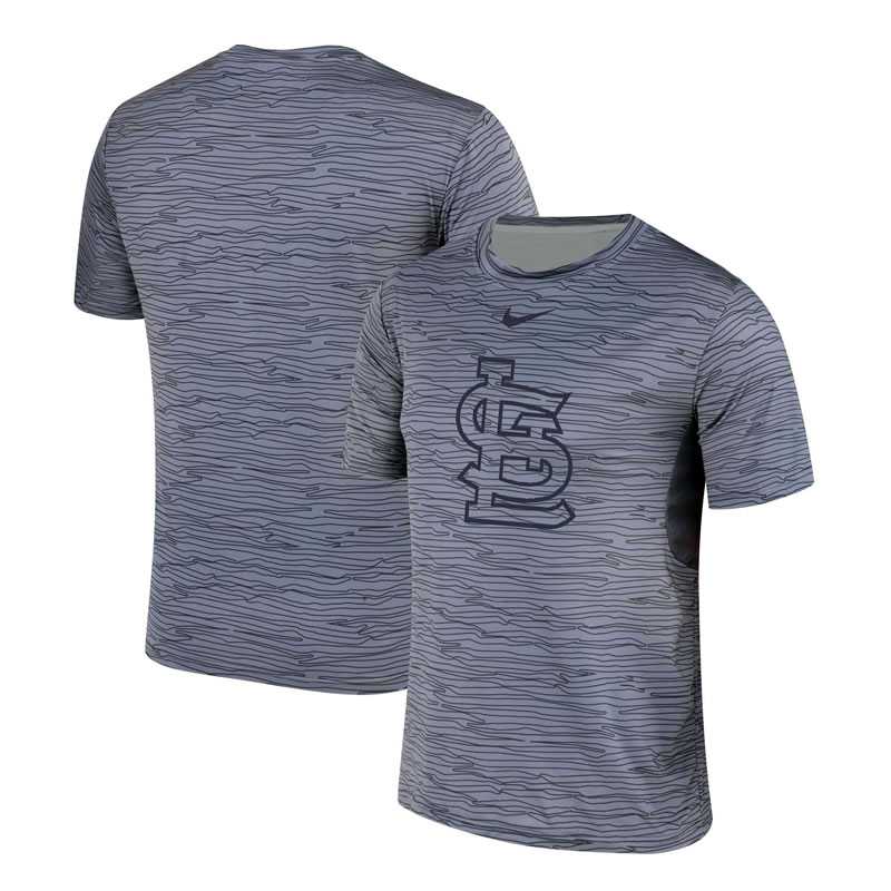 St. Louis Cardinals Gray Black Striped Logo Performance T-Shirt,We sell and wholesale St. Louis Cardinals Gray Black Striped Logo Performance T-Shirt on line form chian!